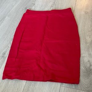 Red body con pencil skirt.